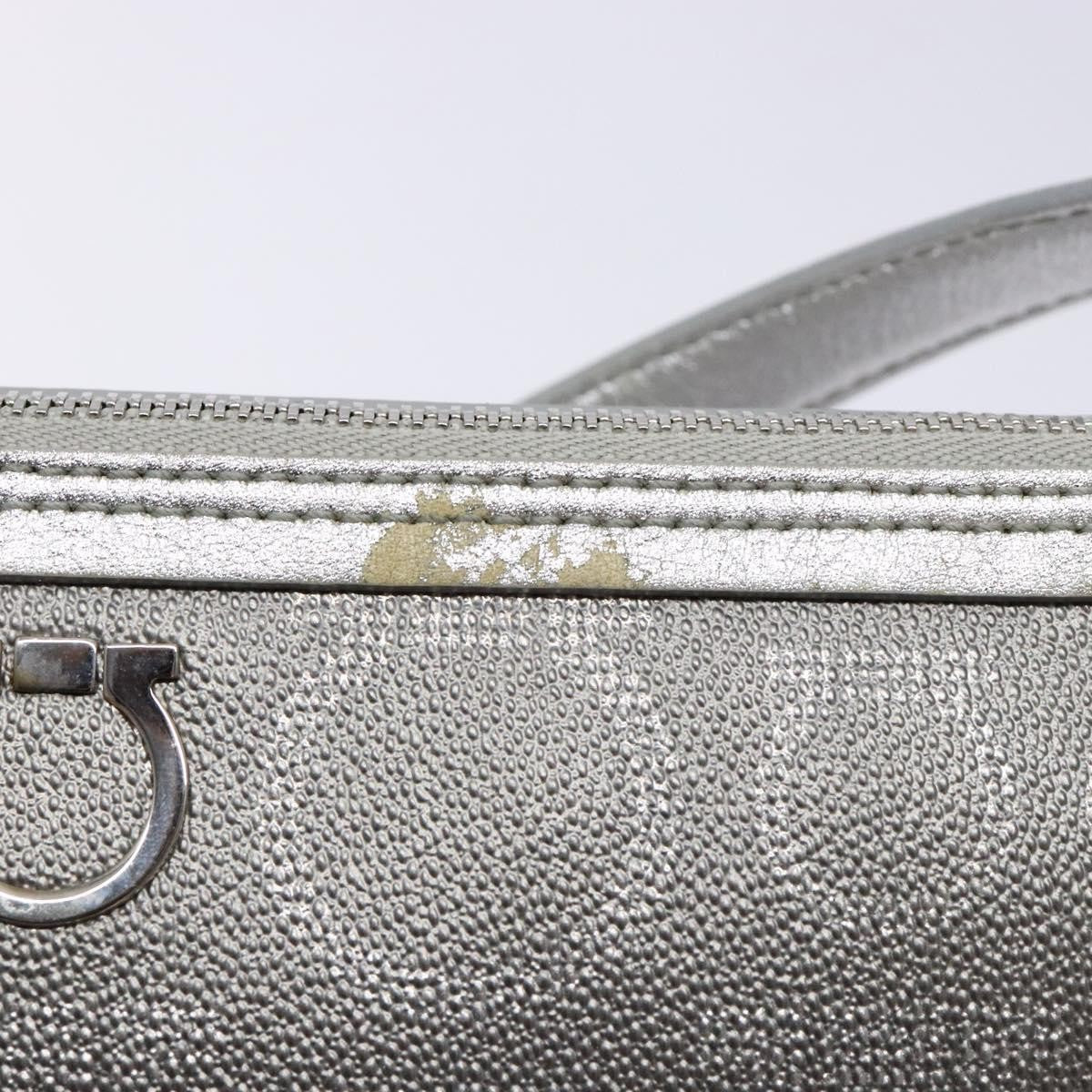 Salvatore Ferragamo Gancini Shoulder Bag Leather, SILVER, LEATHER, Shoulder bag