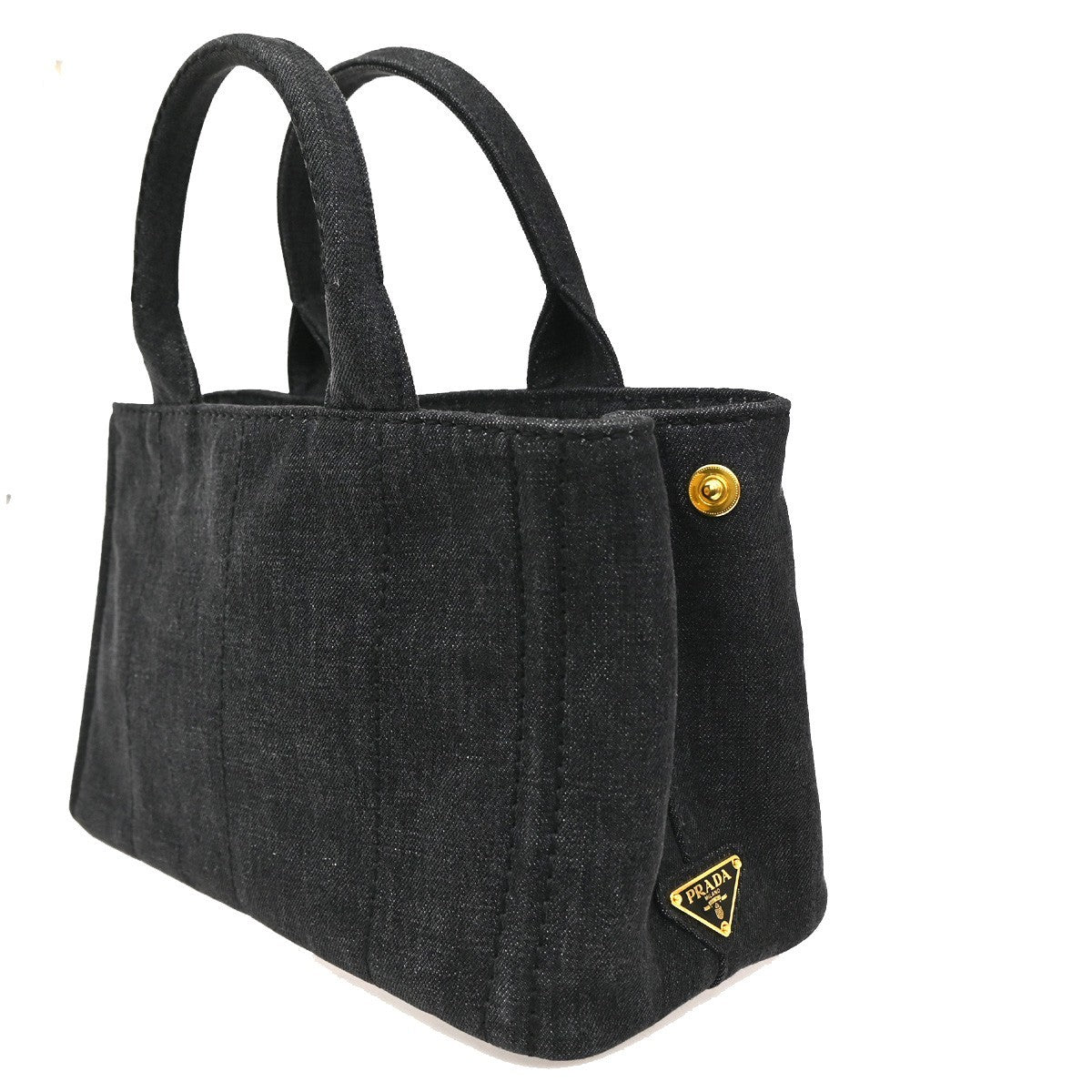 Prada Canapa Convertible Tote Denim, BLACK, DENIM_JEANS, Tote bag
