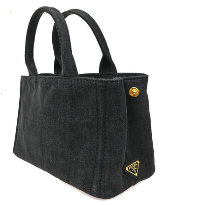 Prada Canapa Convertible Tote Denim, BLACK, DENIM_JEANS, Tote bag