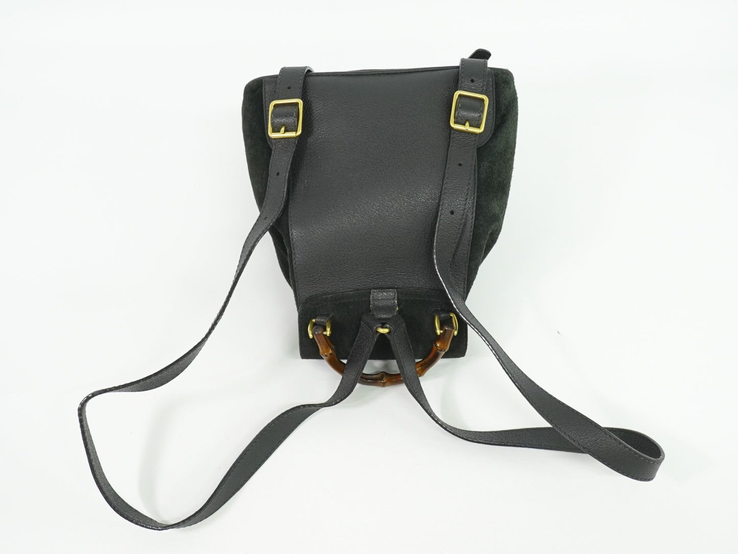 Gucci Vintage Bamboo Backpack Suede, BLACK, SUEDE, Backpack