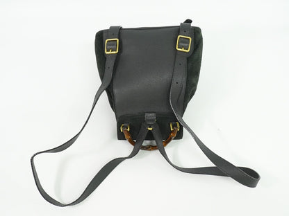 Gucci Vintage Bamboo Backpack Suede, BLACK, SUEDE, Backpack