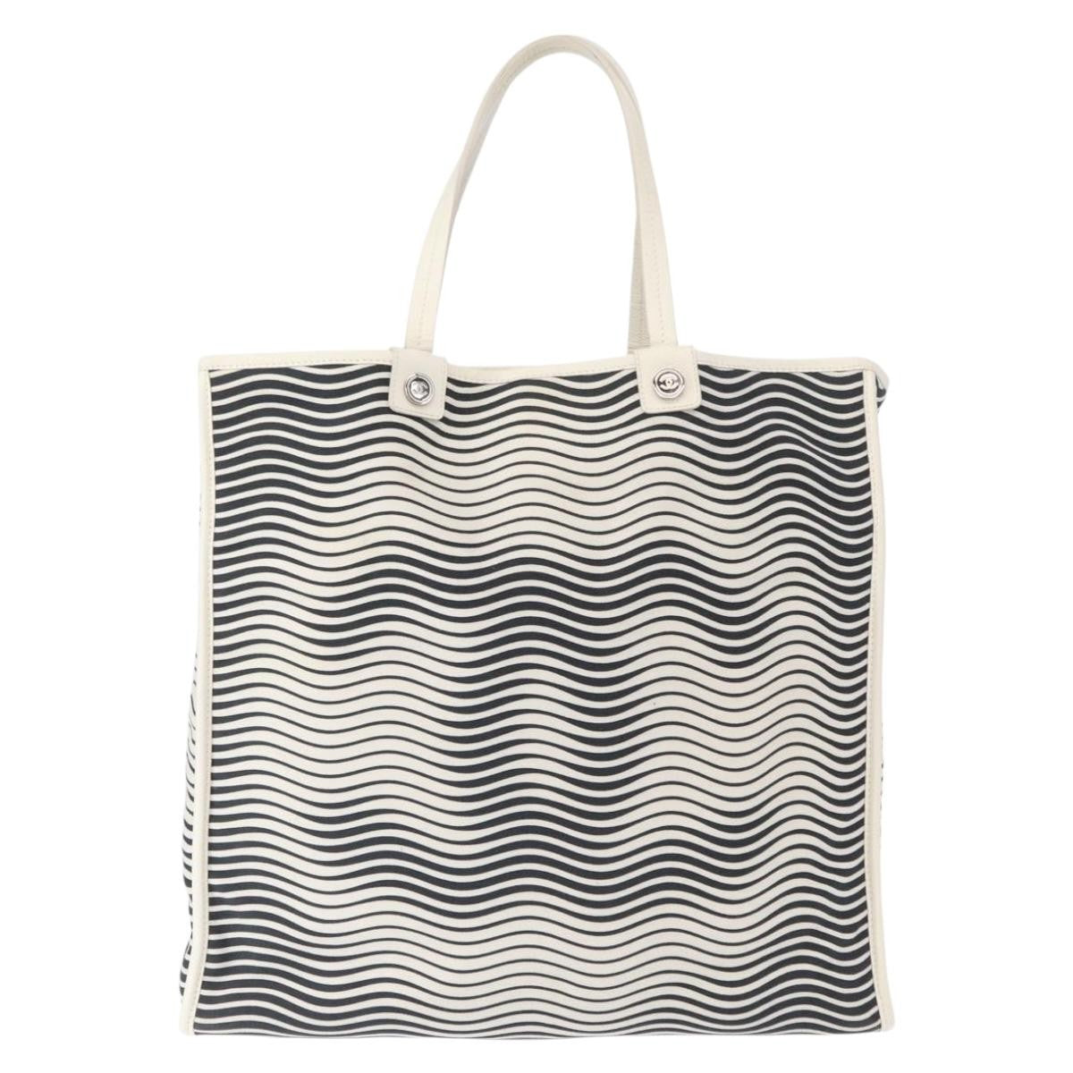 Chanel Vintage CC Tote Canvas, WHITE, CANVAS, Tote bag