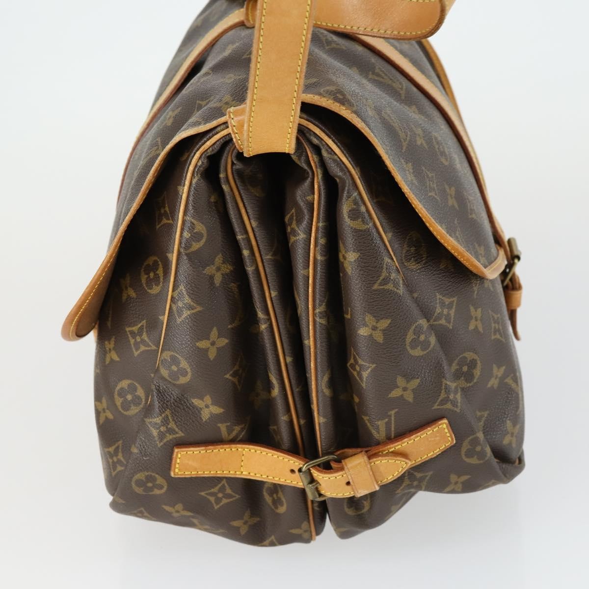 Louis Vuitton Saumur Handbag Monogram Canvas, BROWN, CANVAS, Shoulder bag