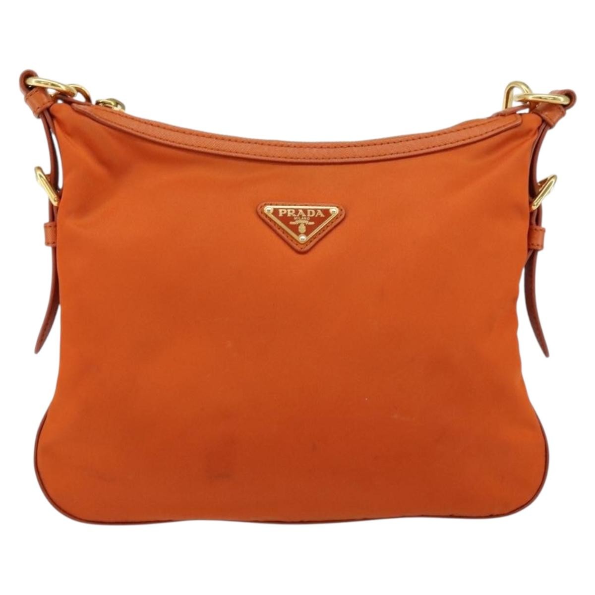 Prada Flat Messenger Tessuto with Leather, Orange, Nylon, Shoulder Bag