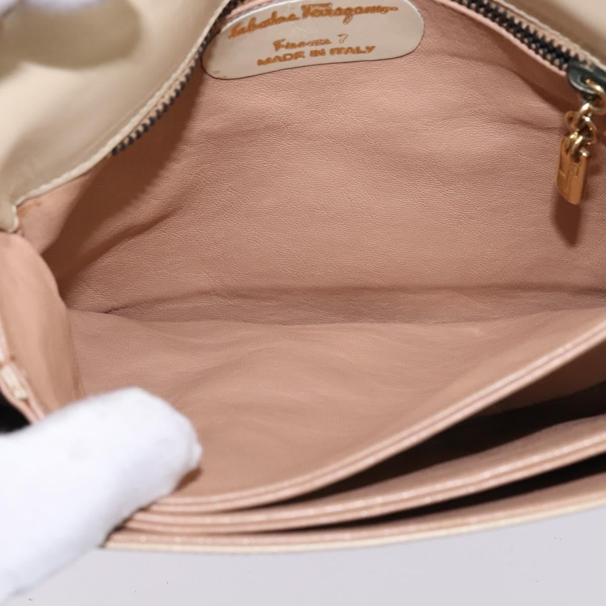 Salvatore Ferragamo Vintage Shoulder Bag Leather, BEIGE, LEATHER, Shoulder bag