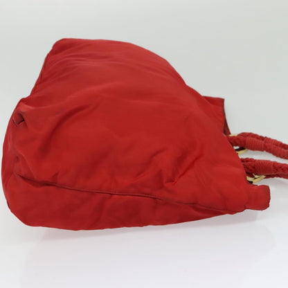Prada Convertible Metal Handle Satchel Quilted Tessuto, RED, NYLON, Tote bag