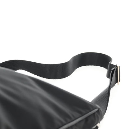 Prada Zip Messenger Quilted Tessuto, BLACK, NYLON, Shoulder bag