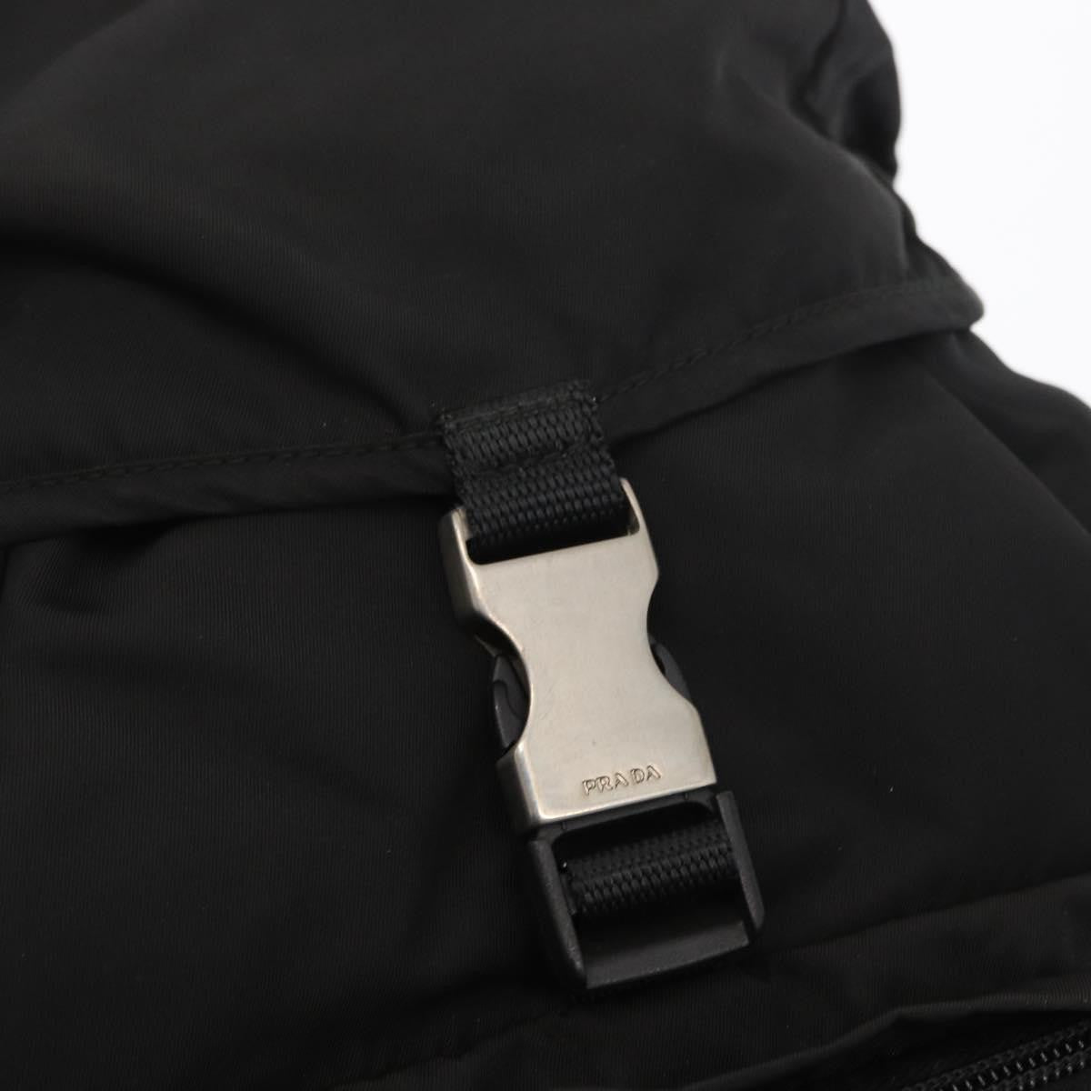 Prada Single Buckle Pocket Backpack Tessuto, BLACK, NYLON, Backpack