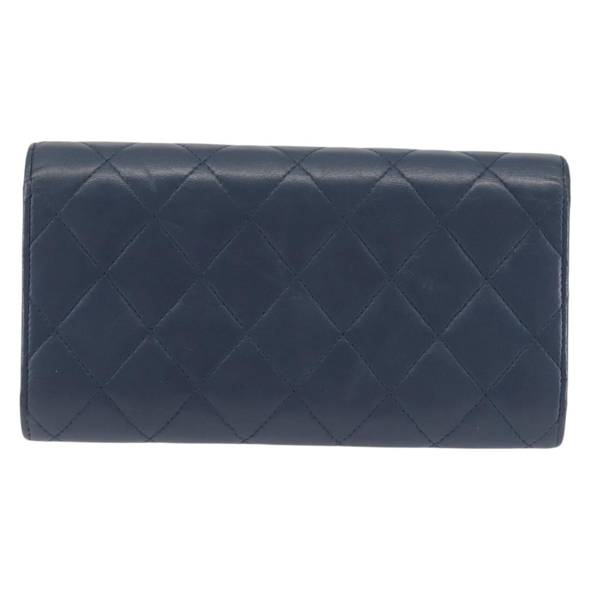 Chanel CC Gusset Classic Flap Wallet Quilted Lambskin, NAVY, LEATHER, Wallets