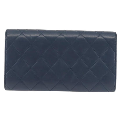 Chanel CC Gusset Classic Flap Wallet Quilted Lambskin, NAVY, LEATHER, Wallets