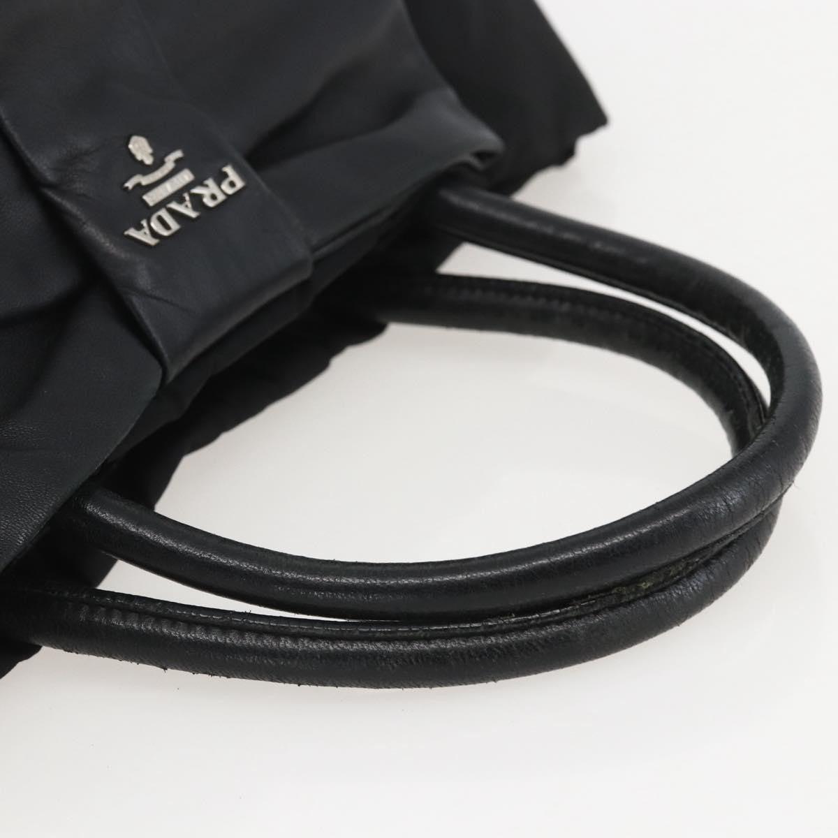 Prada Bow Tote Tessuto with Leather, BLACK, NYLON, Handbag