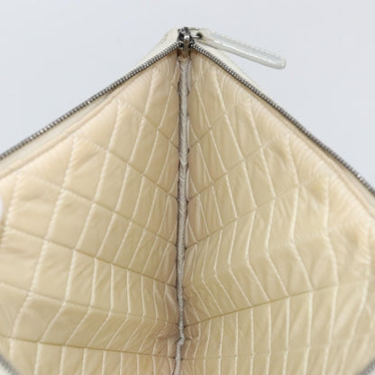 Chanel O Case Clutch Quilted Perforated Lambskin, SILVER, LEATHER, Clutche & pouche