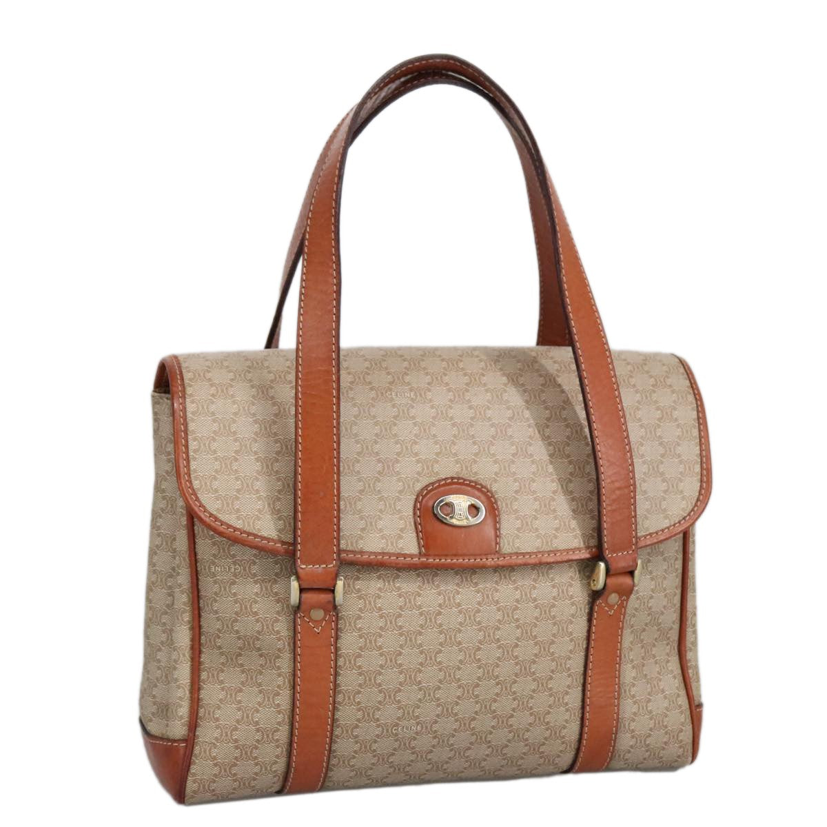 Celine Vintage Macadam Handbag Macadam, BEIGE, PVC,CANVAS, Handbag