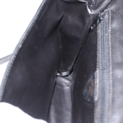 Celine Circle Logo Shoulder Bag Leather, BLACK, LEATHER, Shoulder bag