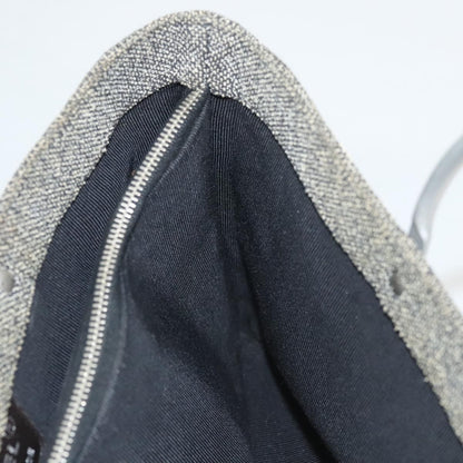 Chanel Vintage Chocolate Bar Metal Ring Tote Quilted Canvas, GRAY, CANVAS, Handbag