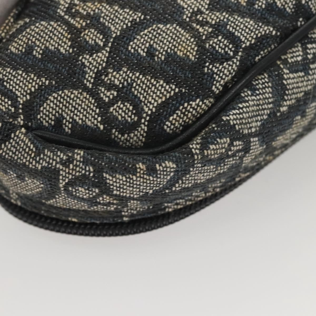 Christian Dior Saddle Zip Pouch Diorissimo Canvas, NAVY, CANVAS, Clutche & pouche
