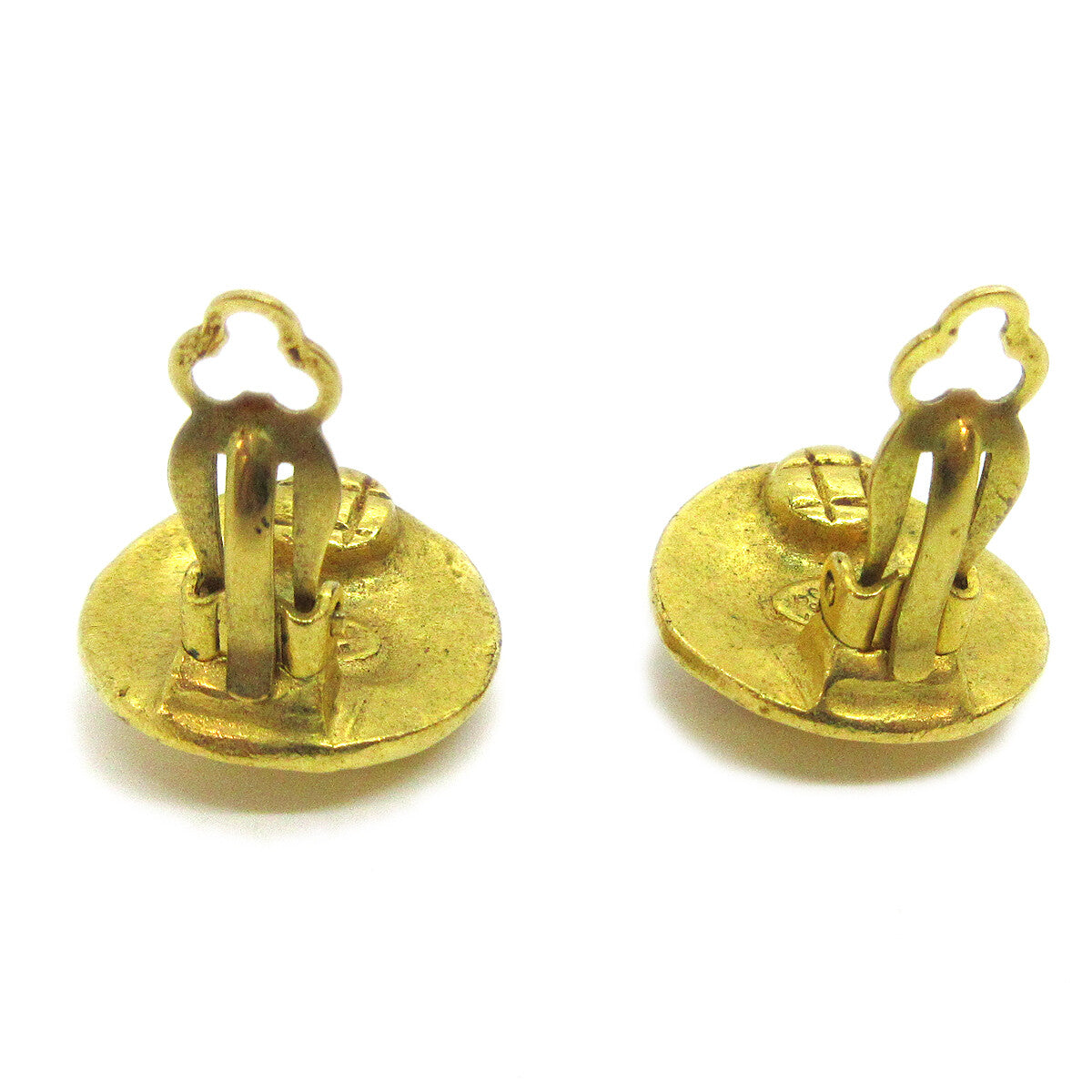 Chanel Vintage CC Round Clip-On Earrings Metal, GOLD, GOLD_PLATED, Earrings