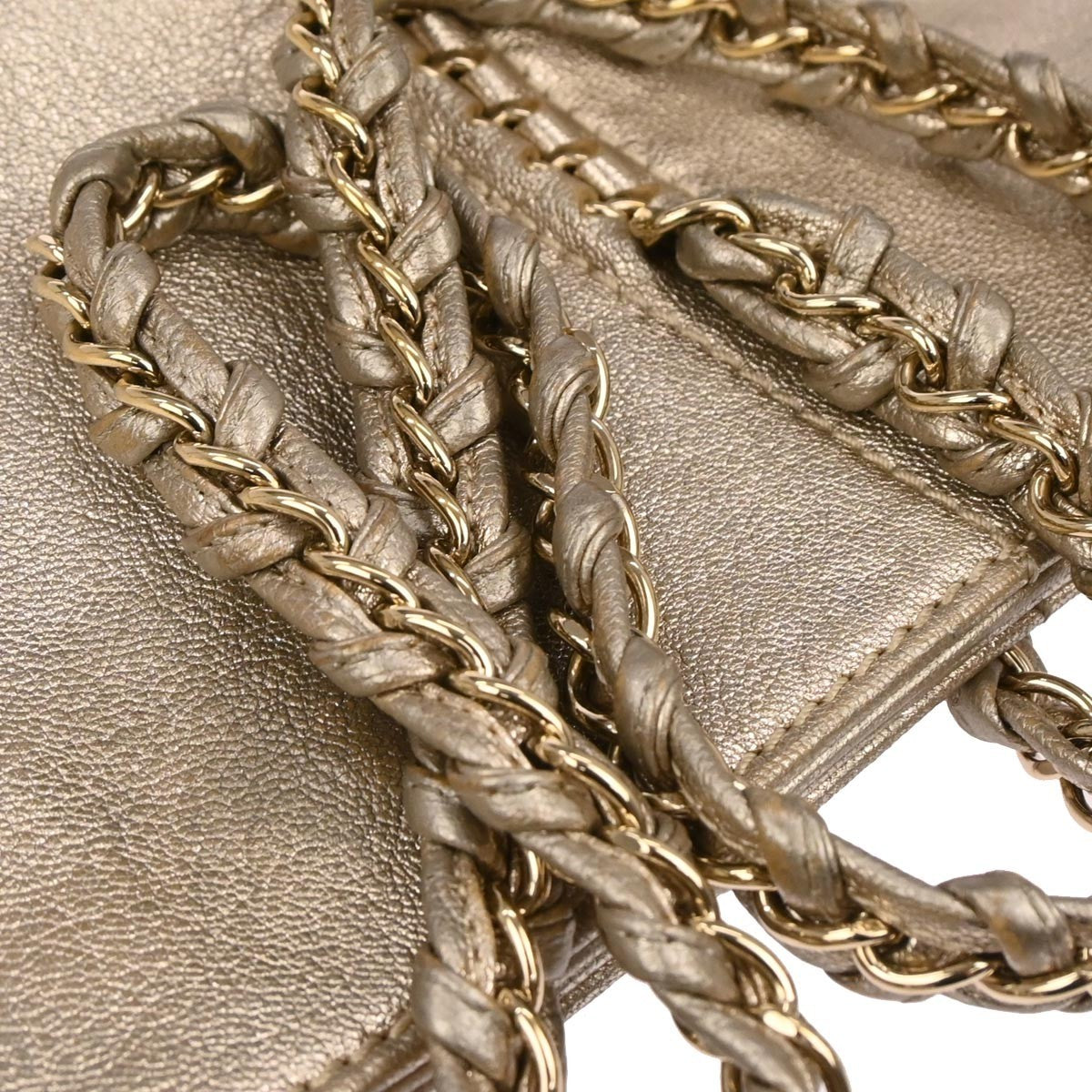 Chanel Luxe Ligne Zipped Tote Leather, GOLD, LEATHER, Tote bag