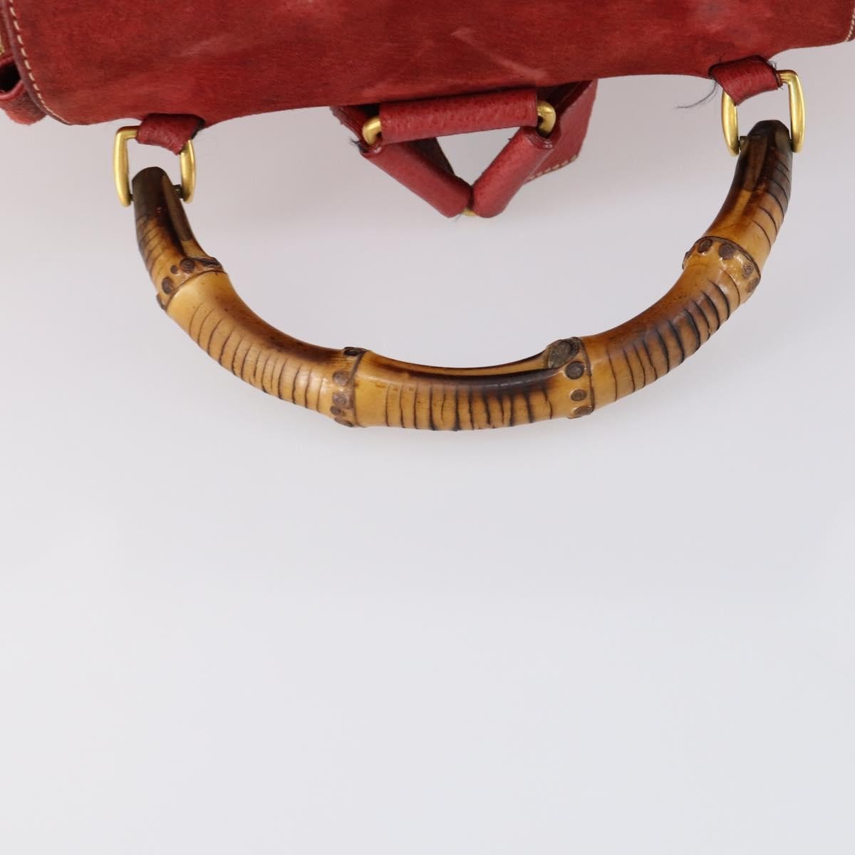Gucci Vintage Bamboo Backpack Suede, RED, SUEDE, Backpack
