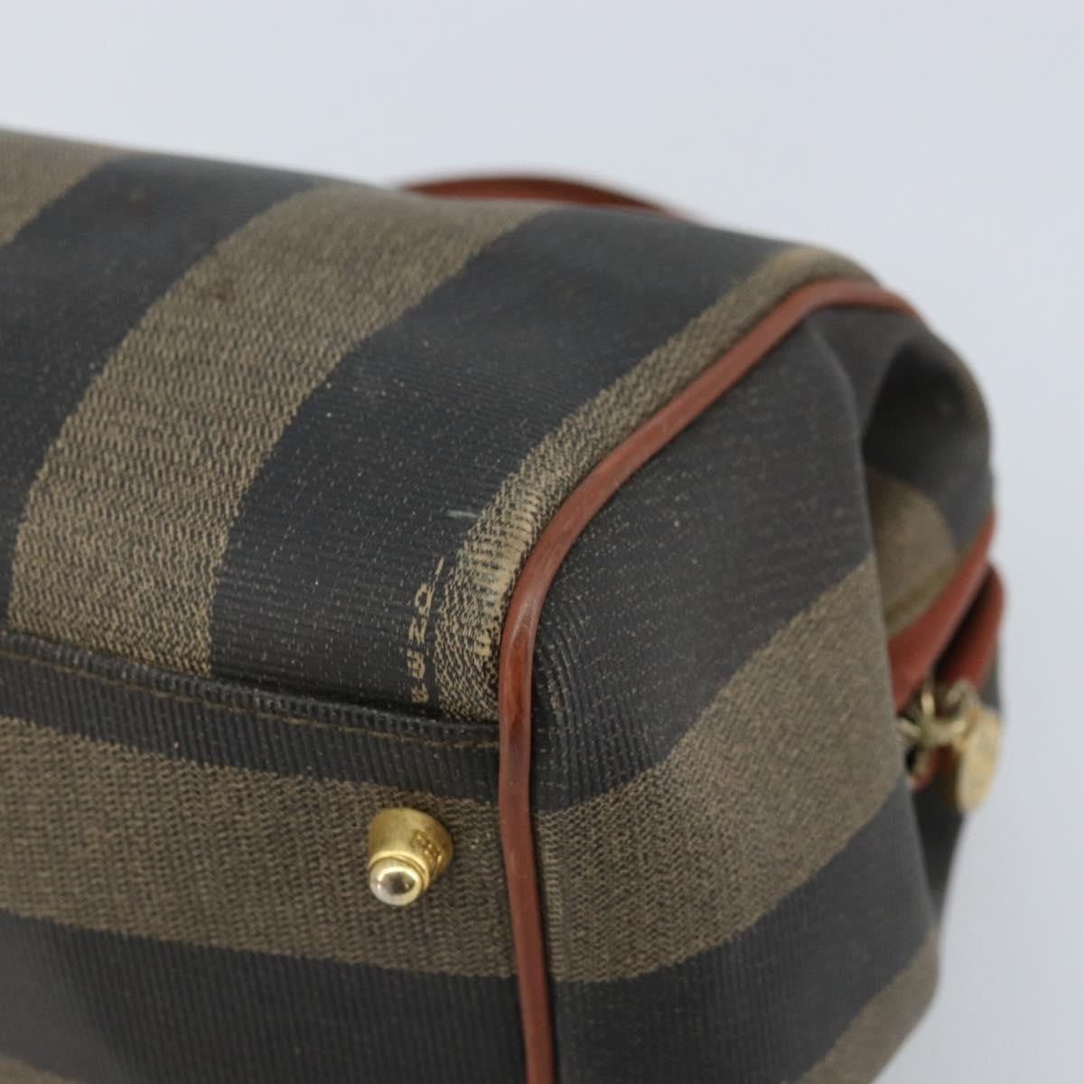 Fendi Vintage Pequin Convertible Boston Bag Coated Canvas, BROWN, CANVAS, Handbag