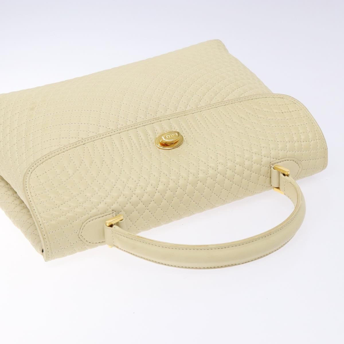 Bally Vintage Flap Handbag Quilted Leather, Ecru, Leather, Handbag