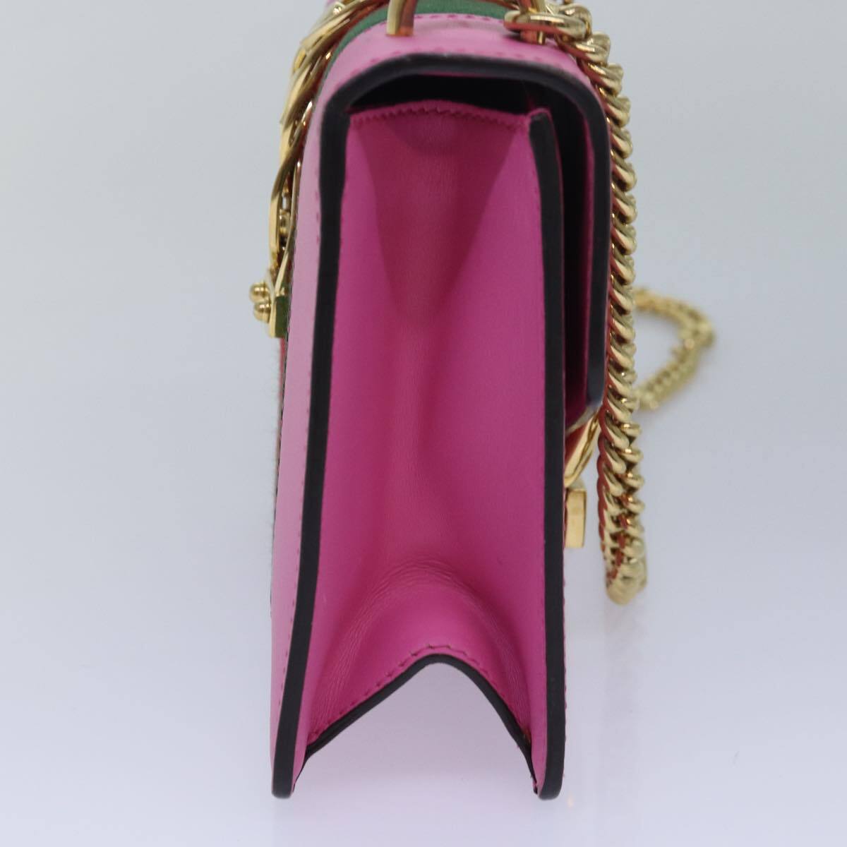 Gucci Sylvie Chain Shoulder Bag Leather, PINK, LEATHER, Shoulder bag