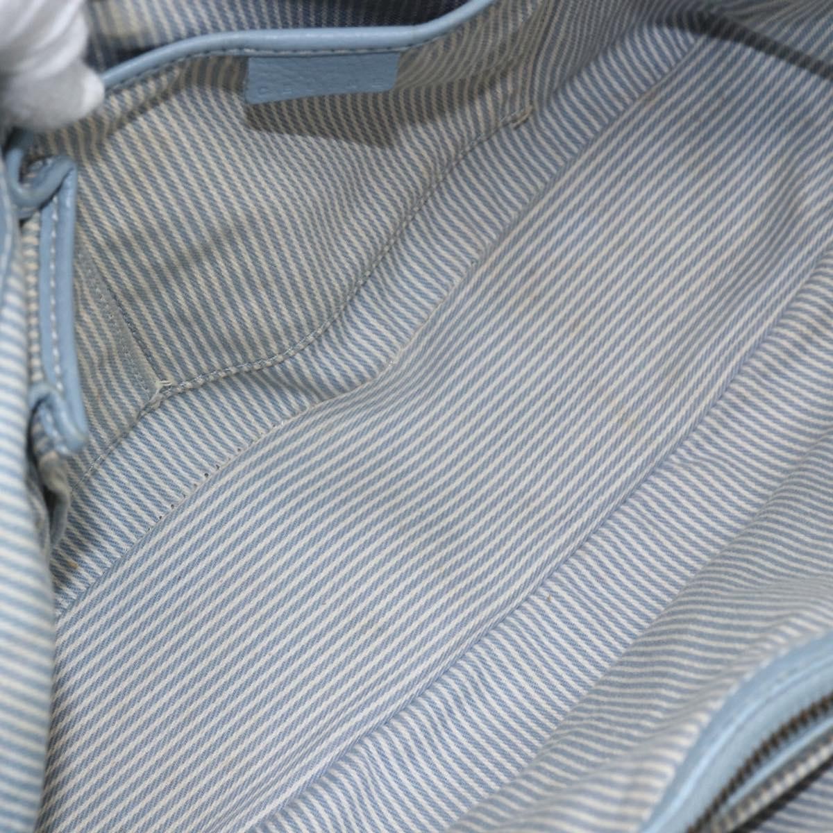 Celine Boogie Satchel Leather, BLUE, LEATHER, Handbag