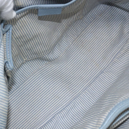 Celine Boogie Satchel Leather, BLUE, LEATHER, Handbag