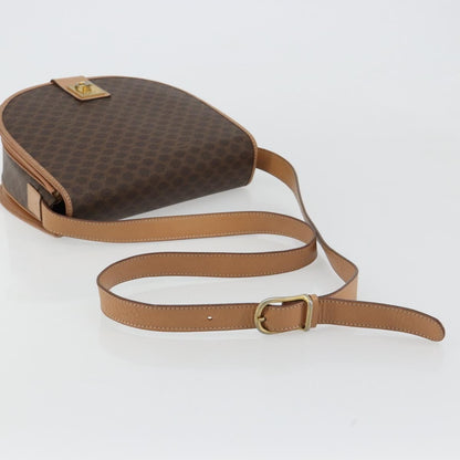 Celine Macadam Shoulder Bag PVC Leather, Brown, Canvas, Shoulder Bag