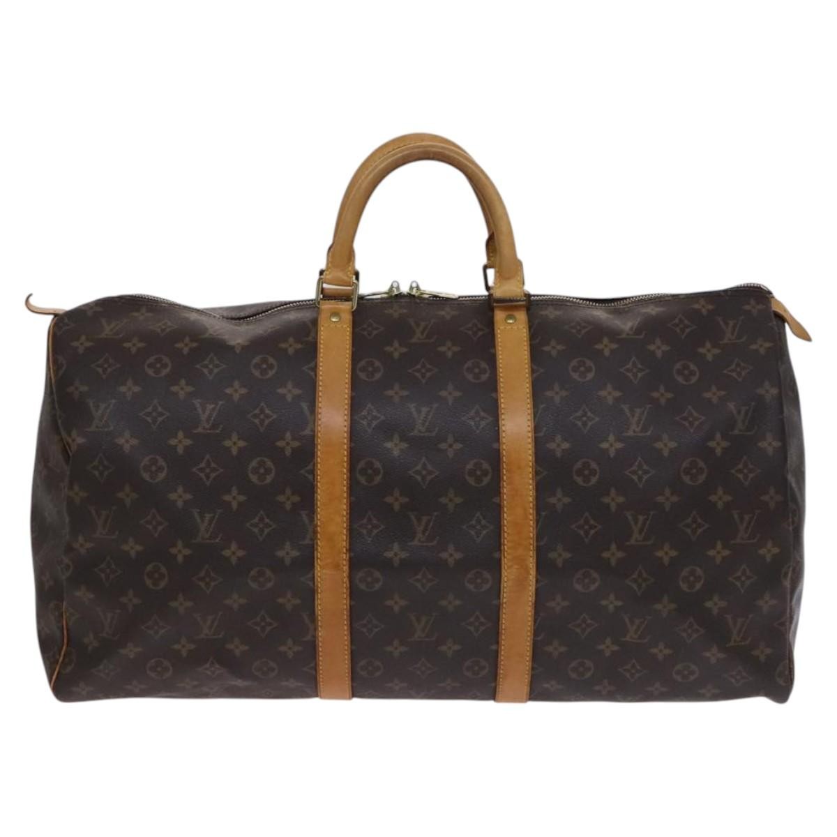 Louis Vuitton Keepall Bag Monogram Canvas, BROWN, CANVAS, Travel bag