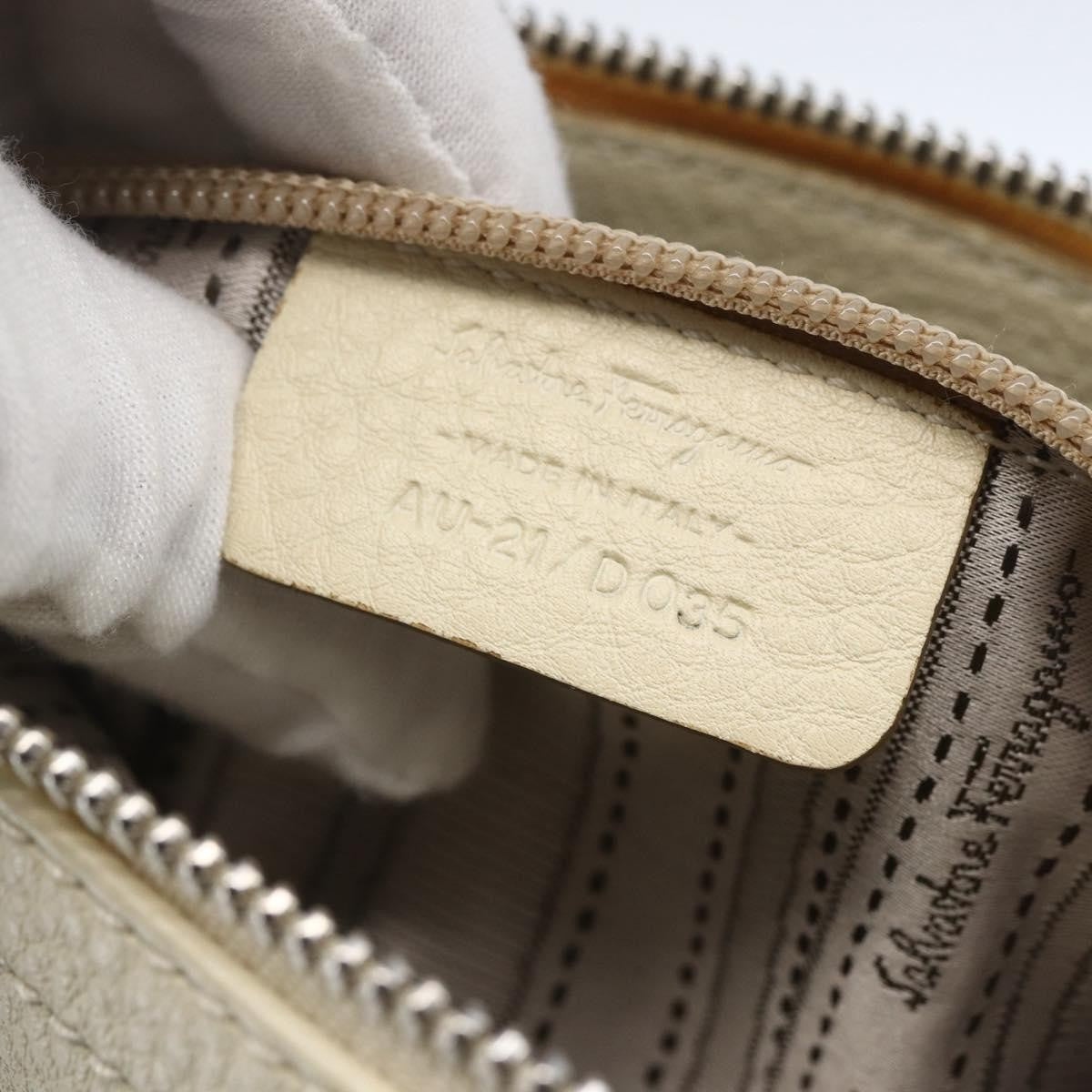 Salvatore Ferragamo Gancini Shoulder Bag Leather, WHITE, LEATHER, Shoulder bag
