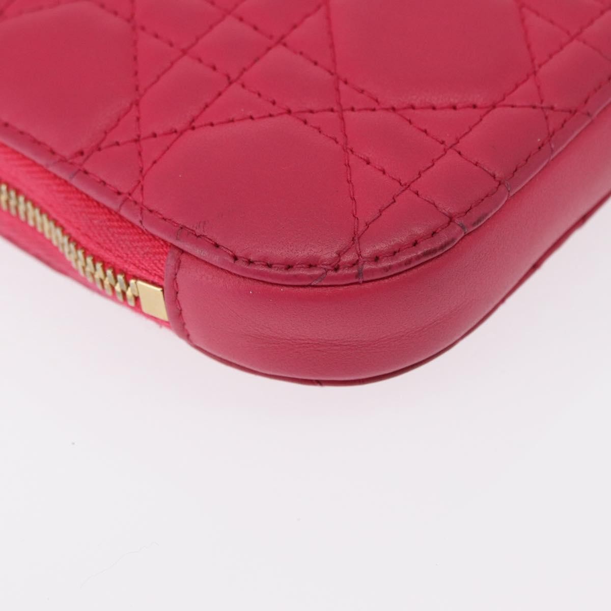 Christian Dior Lady Dior Phone Holder on Chain Cannage Quilt Lambskin, PINK, LEATHER, Clutche & pouche