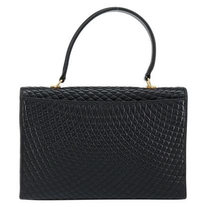 Bally Vintage Handbag Quilted Leather, BLACK, LEATHER, Handbag