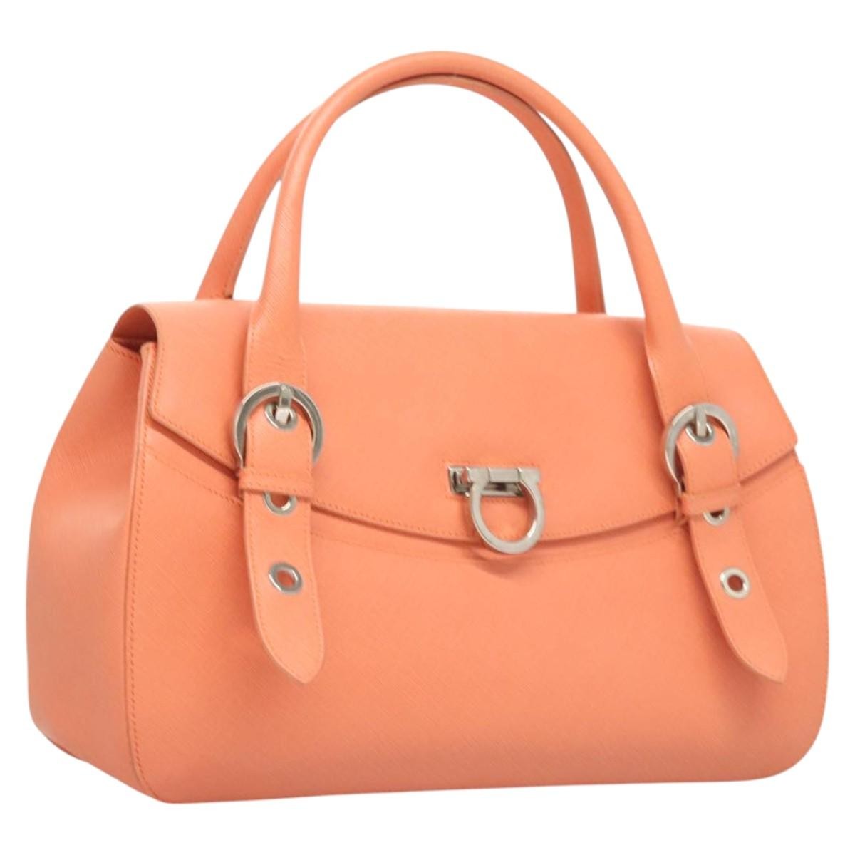 Salvatore Ferragamo Gancini handbag Leather, PINK, LEATHER, Handbag