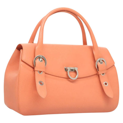Salvatore Ferragamo Gancini handbag Leather, PINK, LEATHER, Handbag
