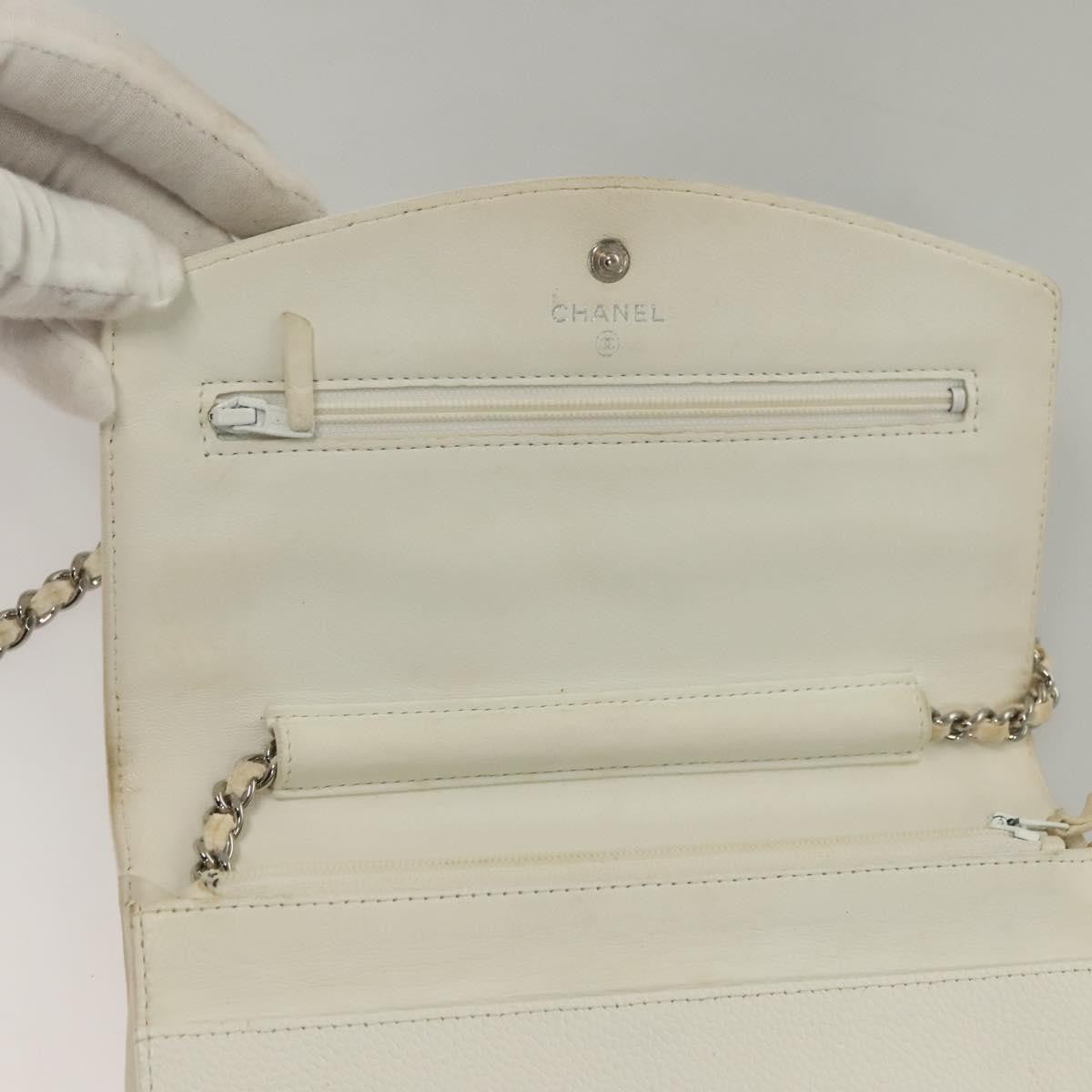 Chanel Vintage Timeless Wallet on Chain Caviar, WHITE, LEATHER, Clutche & pouche