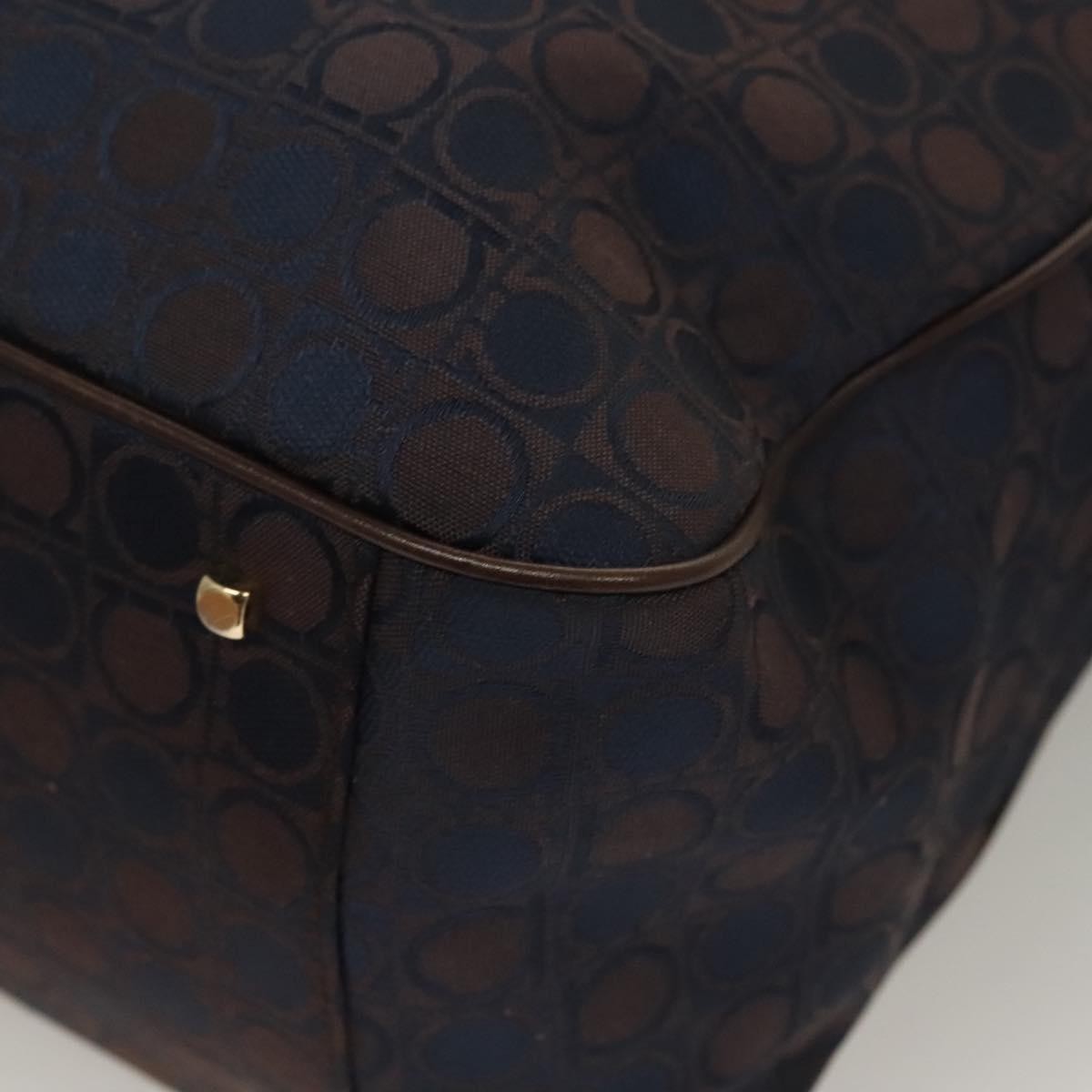 Salvatore Ferragamo Gancini handbag Canvas and Leather, NAVY, CANVAS, Handbag