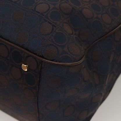 Salvatore Ferragamo Gancini handbag Canvas and Leather, NAVY, CANVAS, Handbag