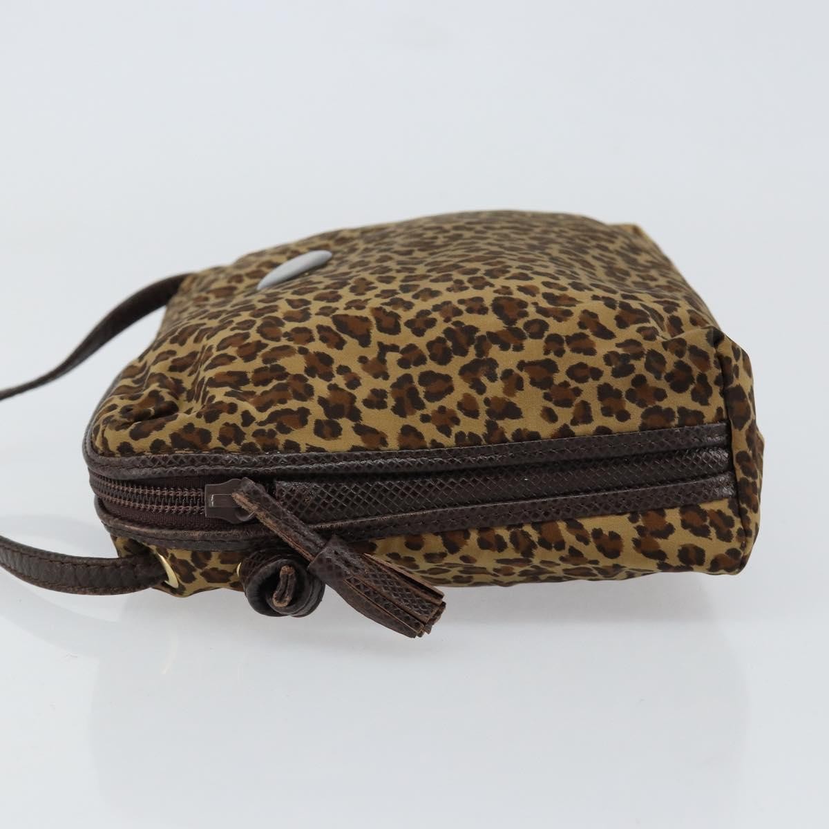 Bottega Veneta Vintage Shoulder Bag Leopard Print, BROWN, NYLON, Shoulder bag