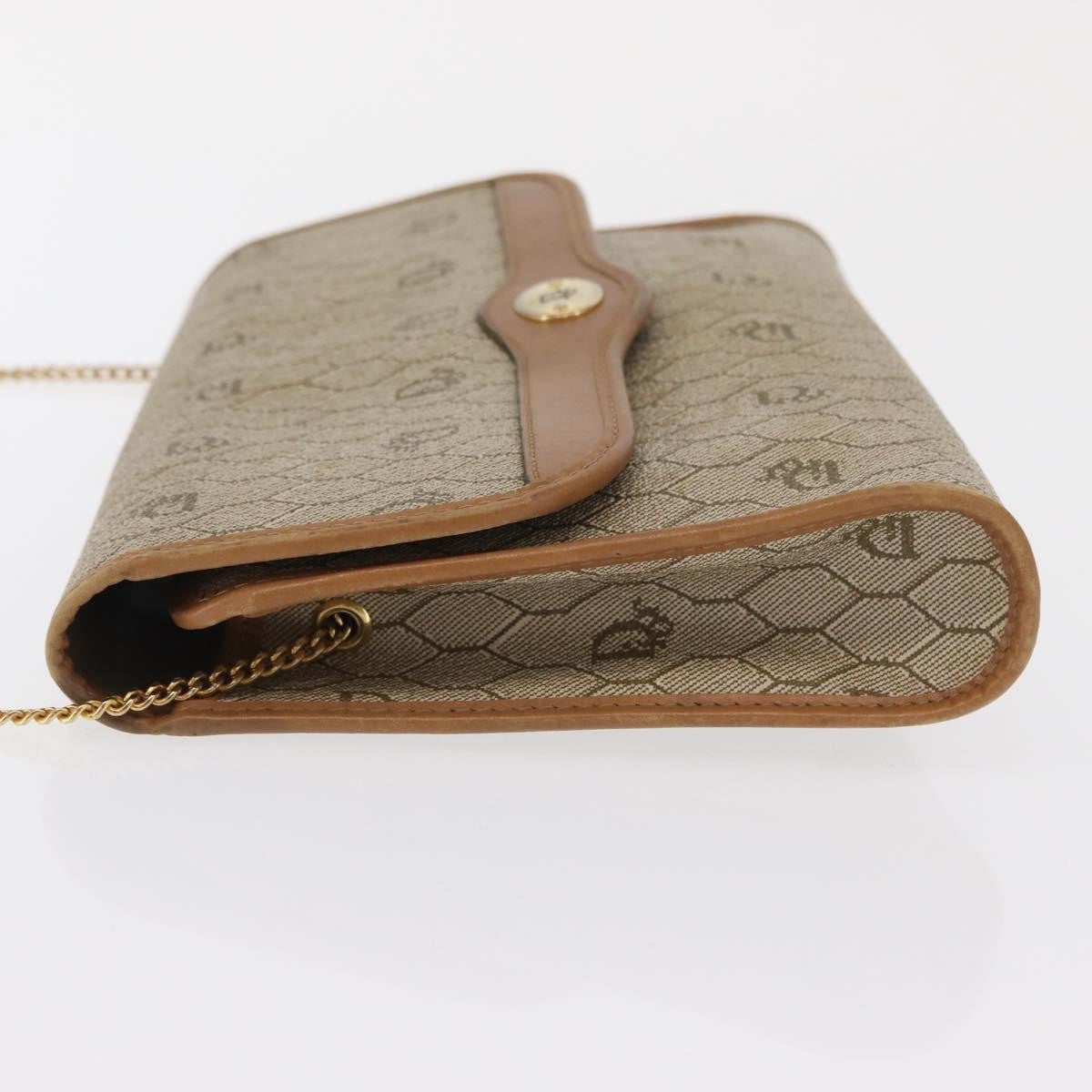 Christian Dior Vintage Honeycomb chain Canvas, BEIGE, CANVAS, Shoulder bag