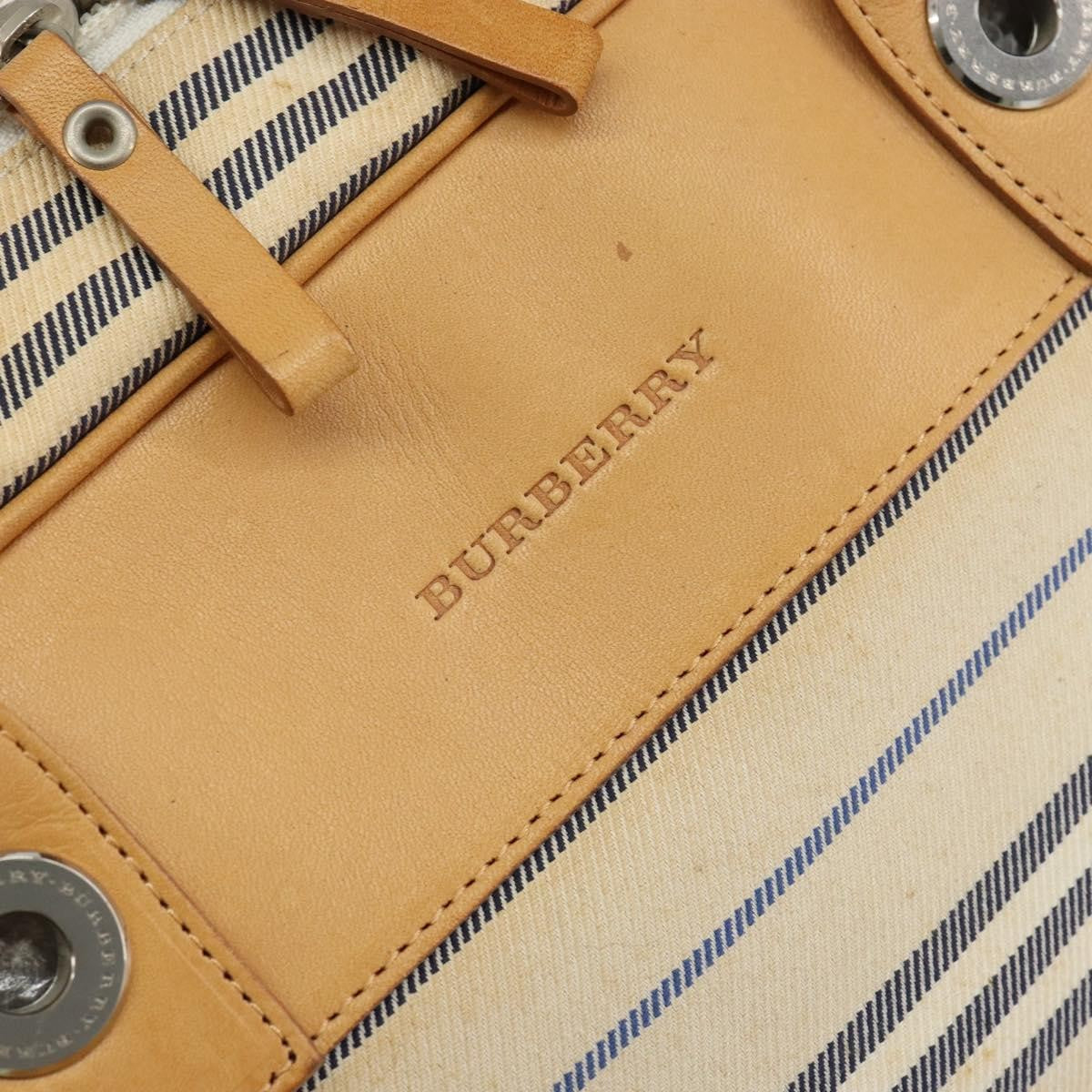 Burberry Vintage Handbag Canvas, WHITE, CANVAS, Handbag