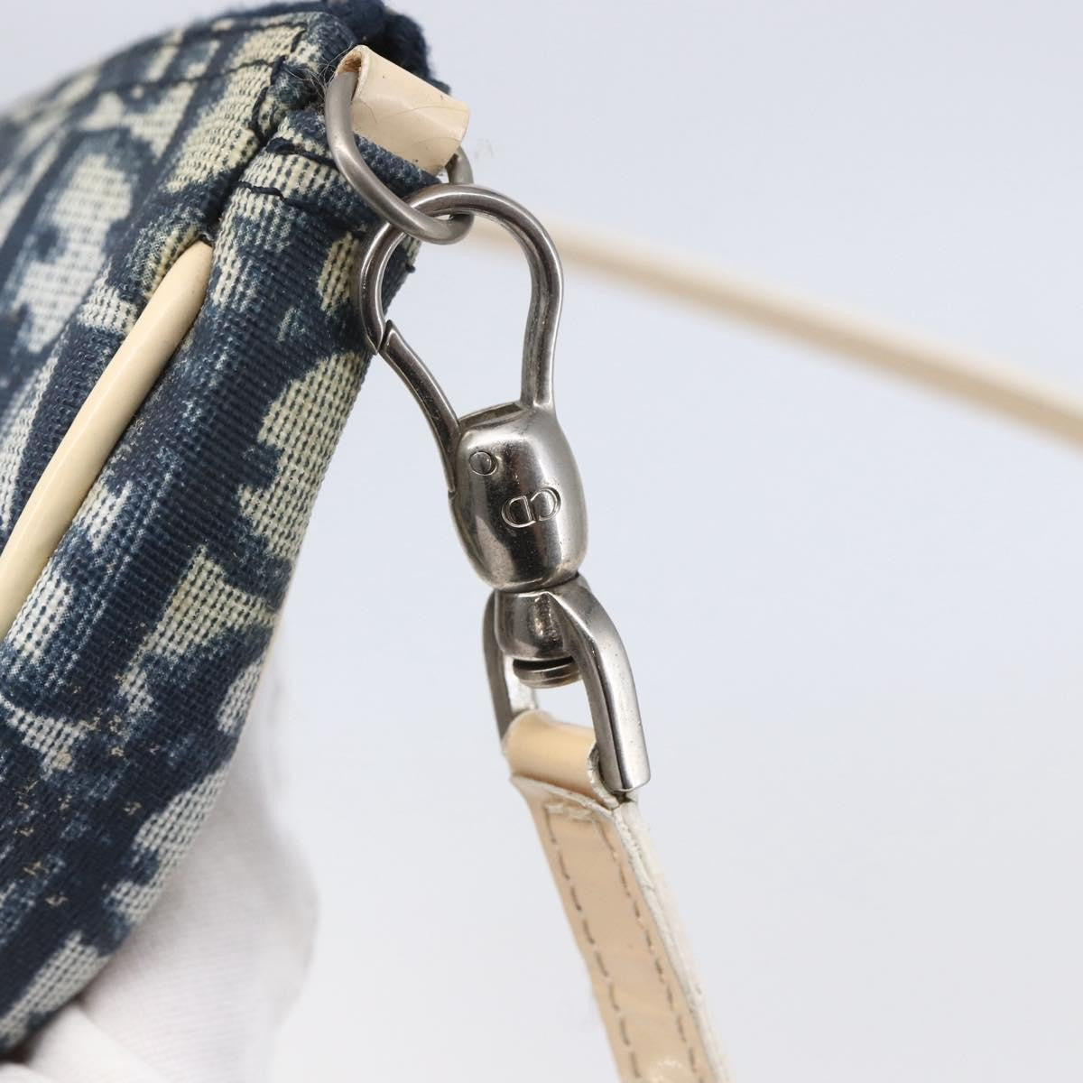 Christian Dior Vintage Saddle Bag Diorissimo Canvas, NAVY, CANVAS, Clutche & pouche