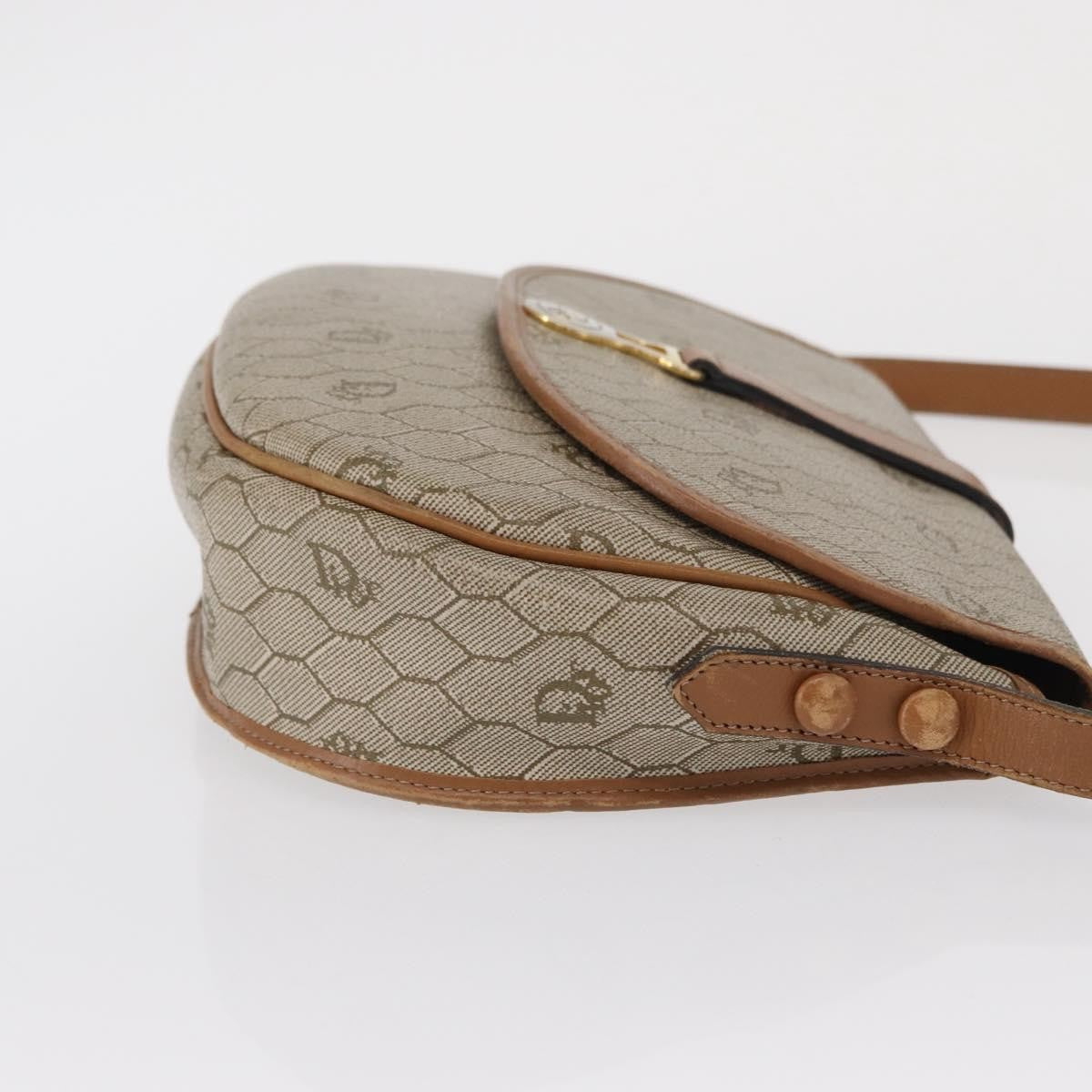 Christian Dior Vintage Honeycomb Shoulder Bag Canvas and Leather, BEIGE, CANVAS, Shoulder bag