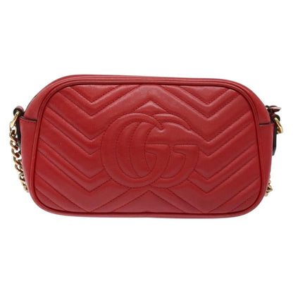 Gucci GG Marmont Monochrome Shoulder Bag Matelasse Leather, RED, LEATHER, Shoulder bag