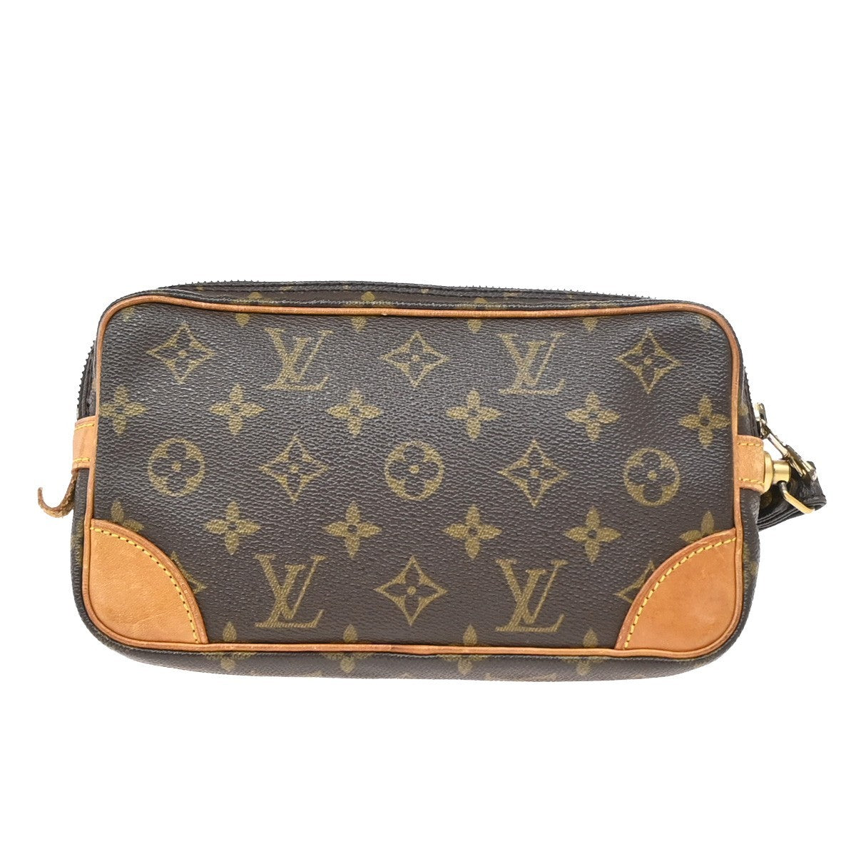 Louis Vuitton Marly Dragonne Clutch Monogram Canvas, BROWN, LEATHER, Clutche & pouche