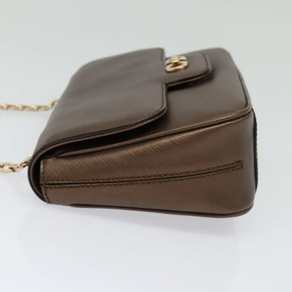 Salvatore Ferragamo Gancini Chain Shoulder bag Leather, BROWN, LEATHER, Shoulder bag