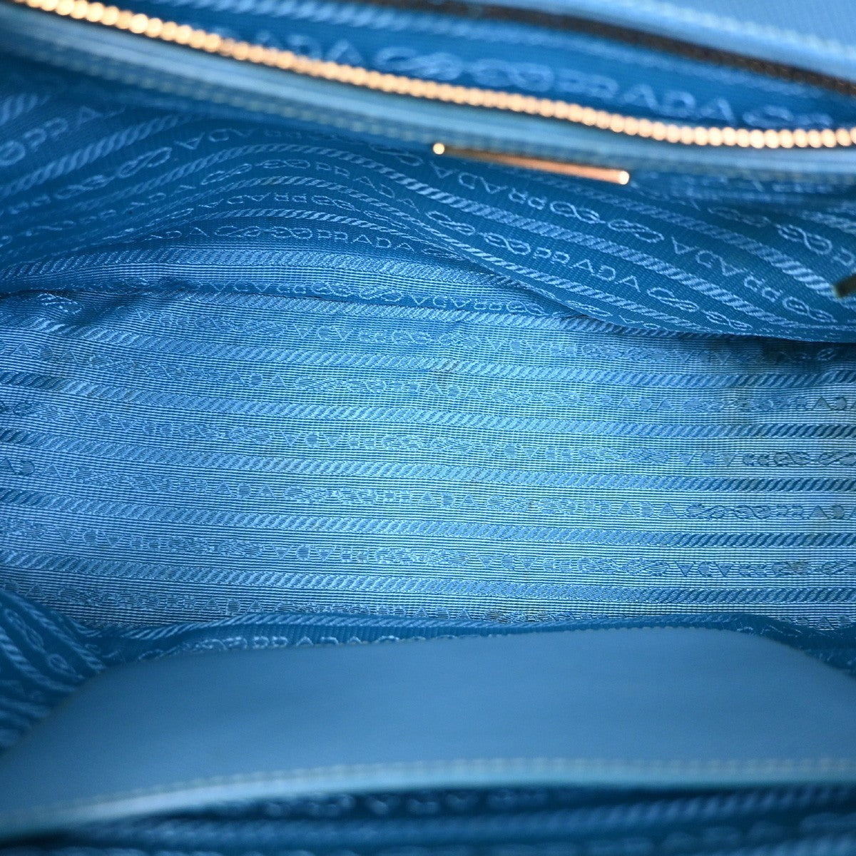 Prada Double Zip Lux Tote Saffiano Leather, BLUE, LEATHER, Tote bag