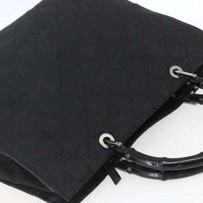 Gucci Vintage Bamboo Handle Tote GG Nylon, Black, Nylon, Tote Bag