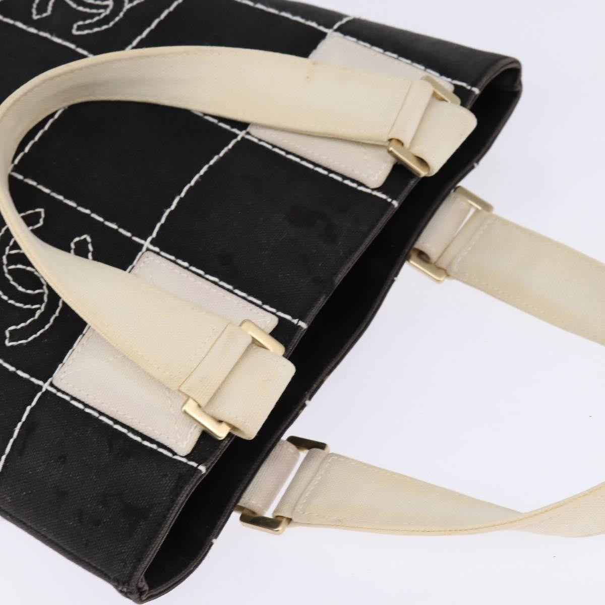 Chanel Chocolate Bar CC Logo Tote Canvas, BLACK, CANVAS, Tote bag