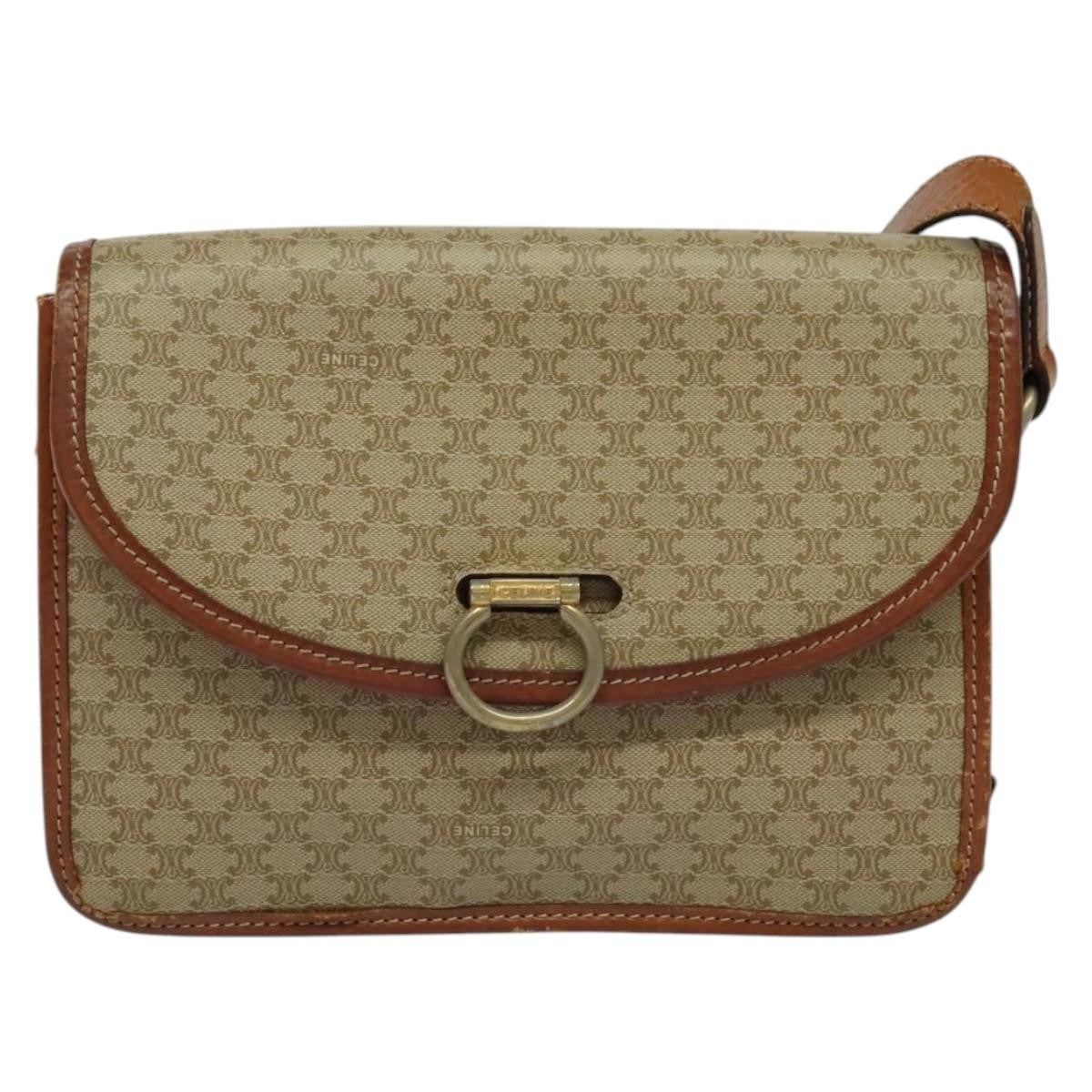 Celine Macadam Shoulder Bag PVC Leather, BEIGE, CANVAS, Shoulder bag